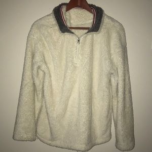 Creamish-white Sherpa half zip pullover